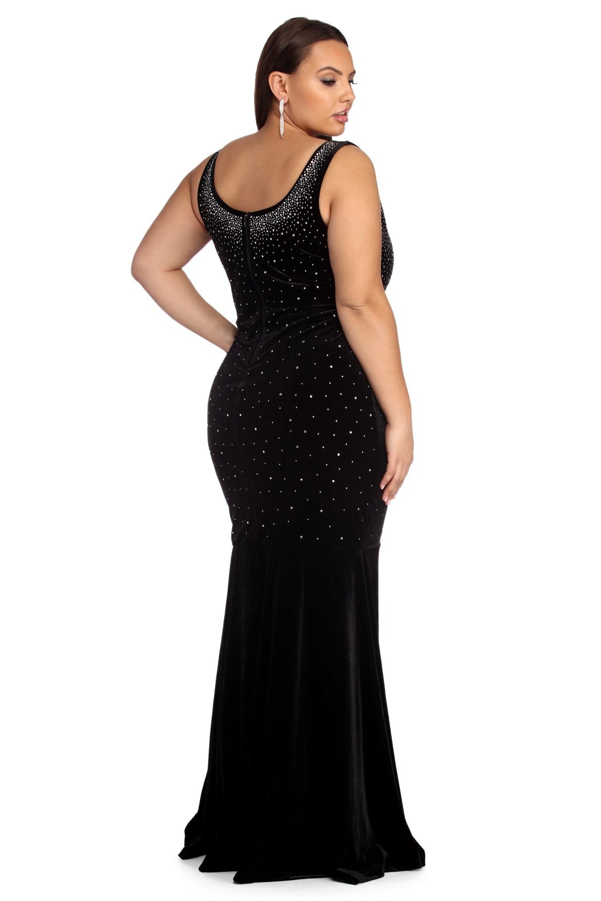 Velvet Maxi Dress with V-Neckline