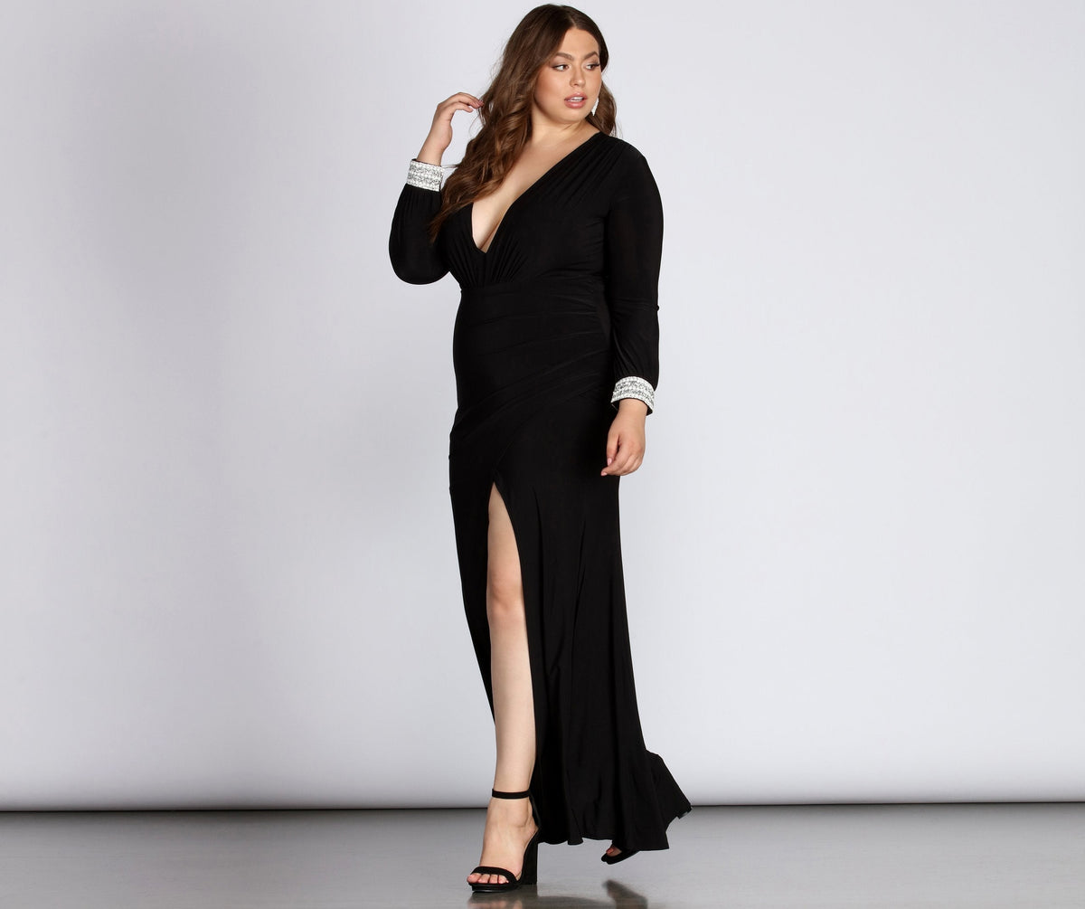 Asymmetric Dress with Pearl Details