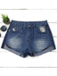 Denim Cotton Shorts with Distressed Details