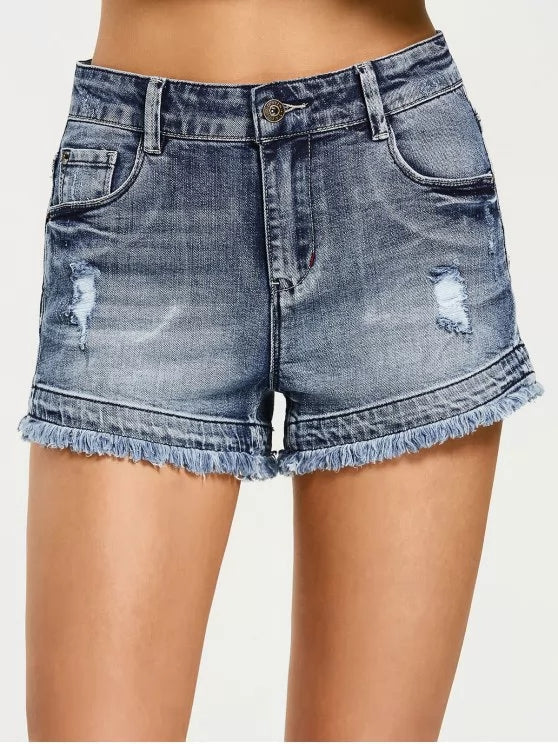Denim Cotton Shorts with Zip Detail Main image