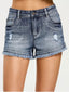 Denim Cotton Shorts with Zip Detail