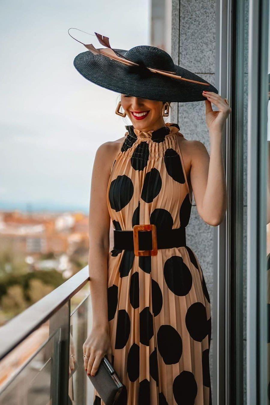 Pleated Printed Dress with Halter Neckline