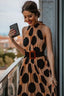 Pleated Printed Dress with Halter Neckline
