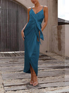 Halter Midi Dress with Strap Details