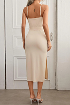 Belted Solid-Color Dress with Strapless Neckline