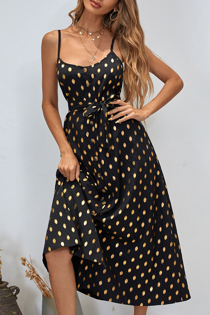 Slit-Detail A-Line Dress with Strap Details