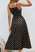 Slit-Detail A-Line Dress with Strap Details