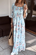 Floral Off-Shoulder Dress with Ruffle Details
