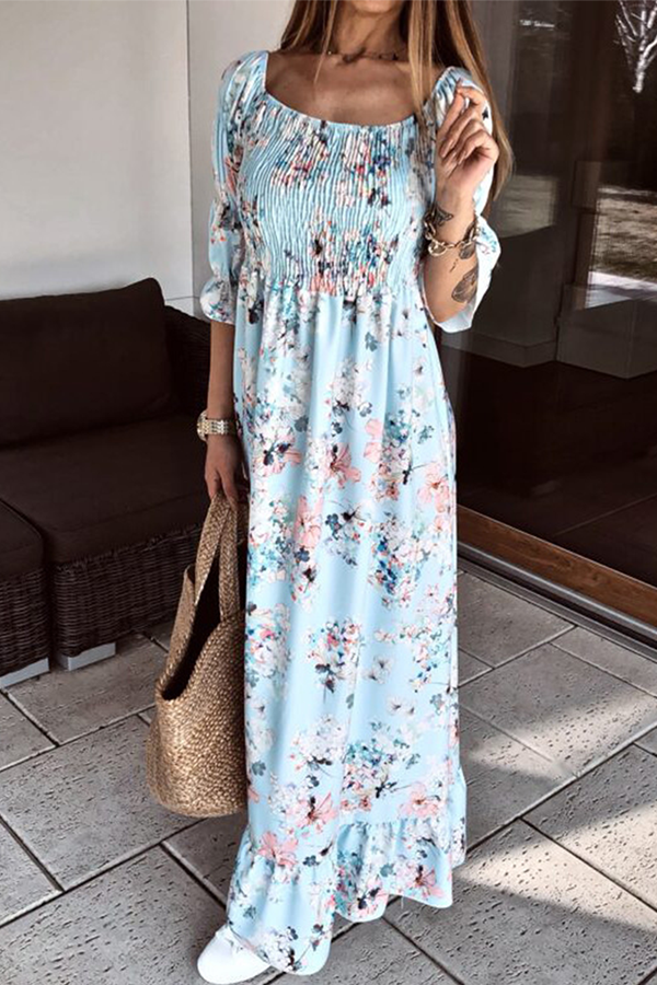 Floral Off-Shoulder Dress with Ruffle Details