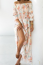 Floral Off-Shoulder Dress with Ruffle Details