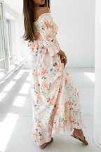 Floral Off-Shoulder Dress with Ruffle Details
