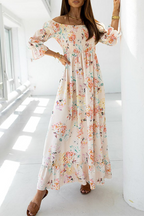 Floral Off-Shoulder Dress with Ruffle Details