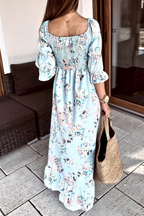 Floral Off-Shoulder Dress with Ruffle Details