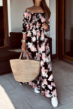 Floral Off-Shoulder Dress with Ruffle Details
