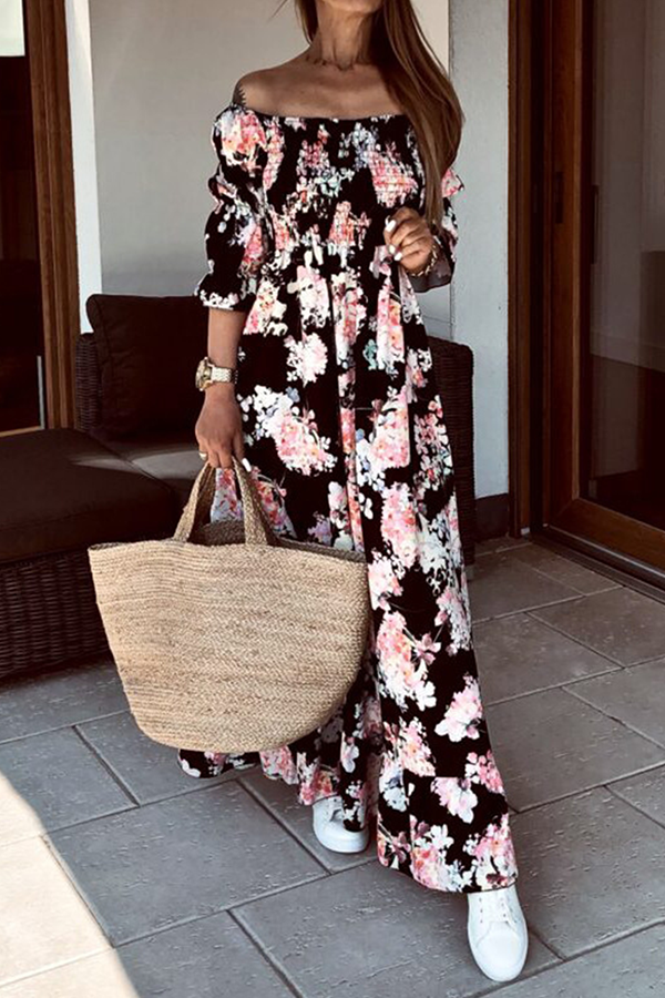 Floral Off-Shoulder Dress with Ruffle Details