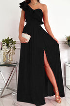 Panelled Printed Dress with Ruffle Details