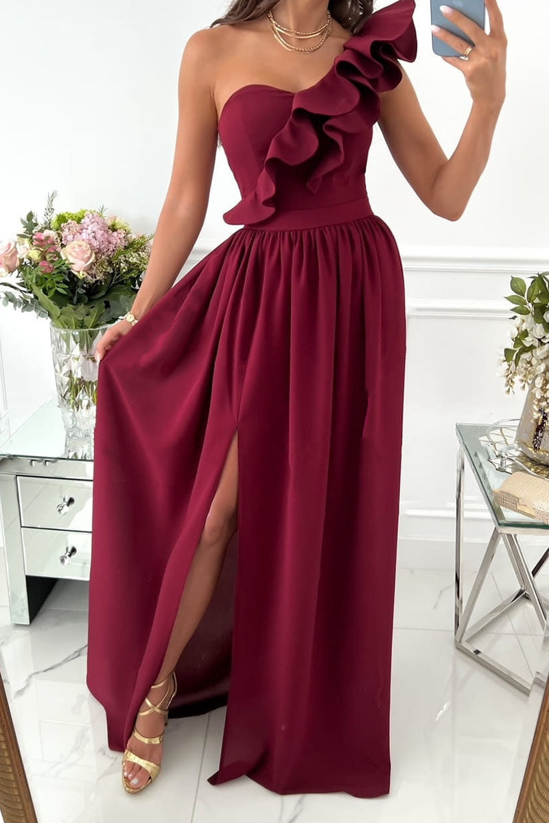 Panelled Printed Dress with Ruffle Details