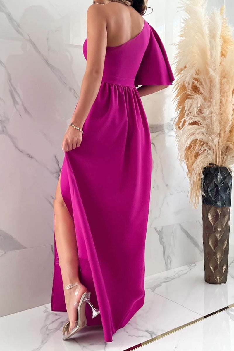 Panelled Solid-Color Dress with Slit Detail
