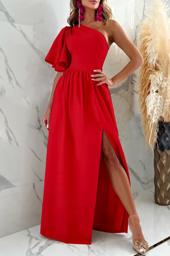Panelled Solid-Color Dress with Slit Detail Main image
