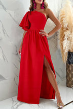 Panelled Solid-Color Dress with Slit Detail