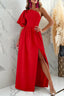Panelled Solid-Color Dress with Slit Detail