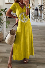 Sequined V-Neck Dress with Panel Details