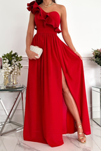 Panelled Printed Dress with Ruffle Details