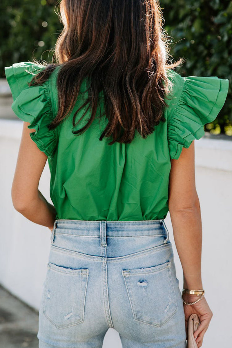 Panelled Solid-Color T-Shirt with V-Neckline
