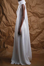 High-Neck Long Dress with Solid Finish