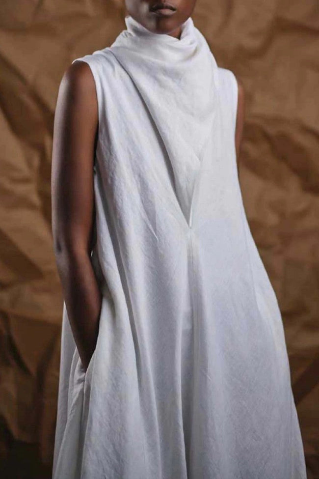 High-Neck Long Dress with Solid Finish Main image