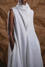 High-Neck Long Dress with Solid Finish