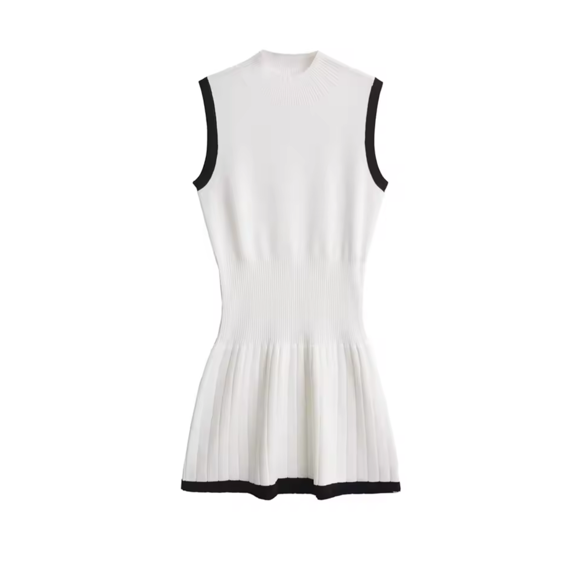 Ribbed Dress with Pleats