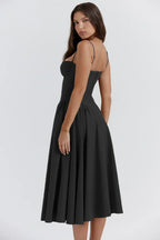 Corset-Style Midi Sundress with Sleeveless Cut