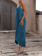 Halter Midi Dress with Strap Details
