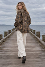 Vintage Leopard Print Denim Blouse