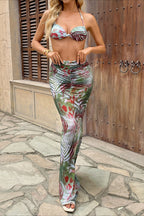 Printed Polyester Three-Piece Swim Set