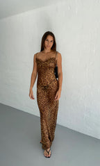 Number-Graphic Silk Sheer Dress