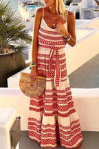 Geometric-Print Lace Maxi Dress with Relaxed Fit
