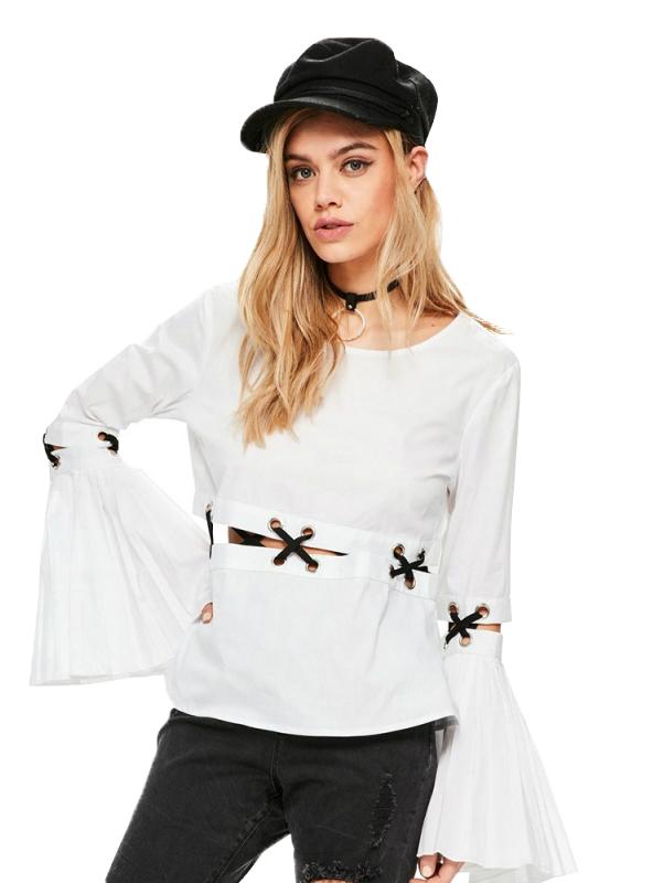 Panelled Flared T-Shirt with Cutout Details Main image