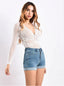 High-Rise Cotton Jeans with Zip Detail