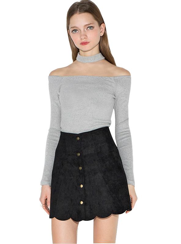Slim-Fit Halter Slash-Neck Top Main image