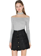 Slim-Fit Halter Slash-Neck Top