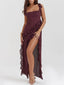 Ruffled Maxi Dress with Heart Details
