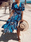 Printed Wrap-Style Midi Dress