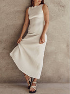White Sleeveless Midi Dress