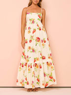 Floral Open-Back Maxi Dress with Halter Neckline