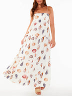 Pleated Printed Maxi Dress with Pockets