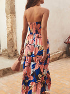 Printed Strapless Maxi Dress