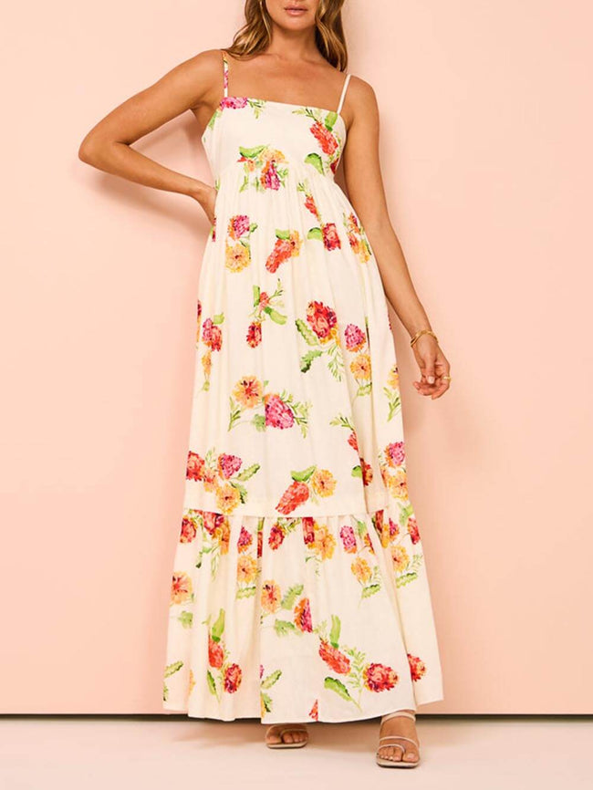Floral Open-Back Maxi Dress with Halter Neckline Main image