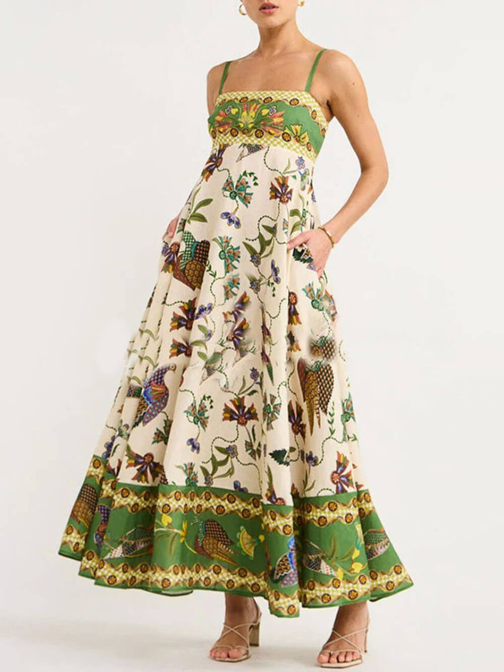 Smocked Dress with Print Details